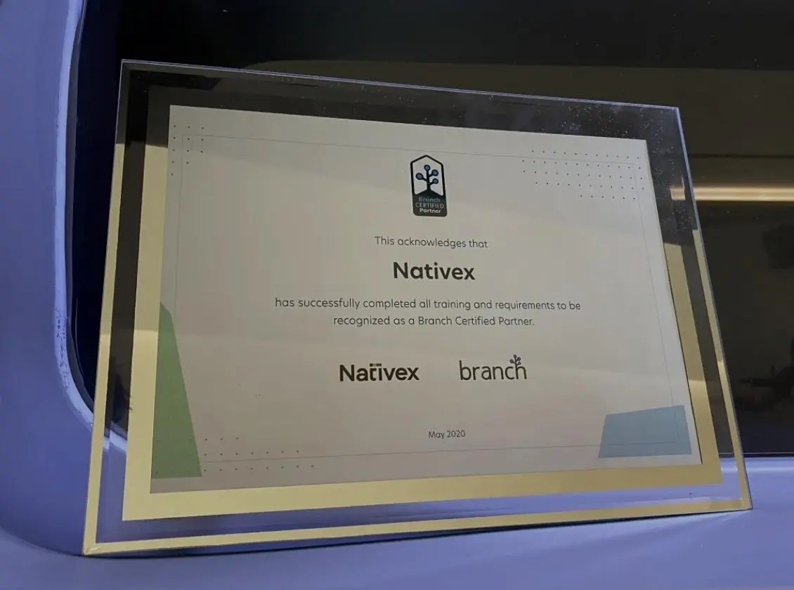 Branch Certified Partner recognition for Nativex, building a thriving partner ecosystem to scale Branch's reach across Asia