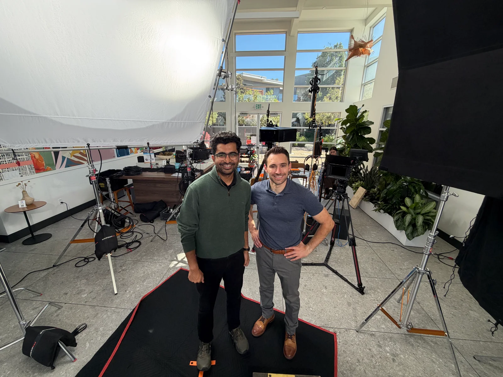 Govind Kavaturi and Mike Molinet among cameras and studio lighting, from Dock’s Y Combinator (YC) S26 archive.