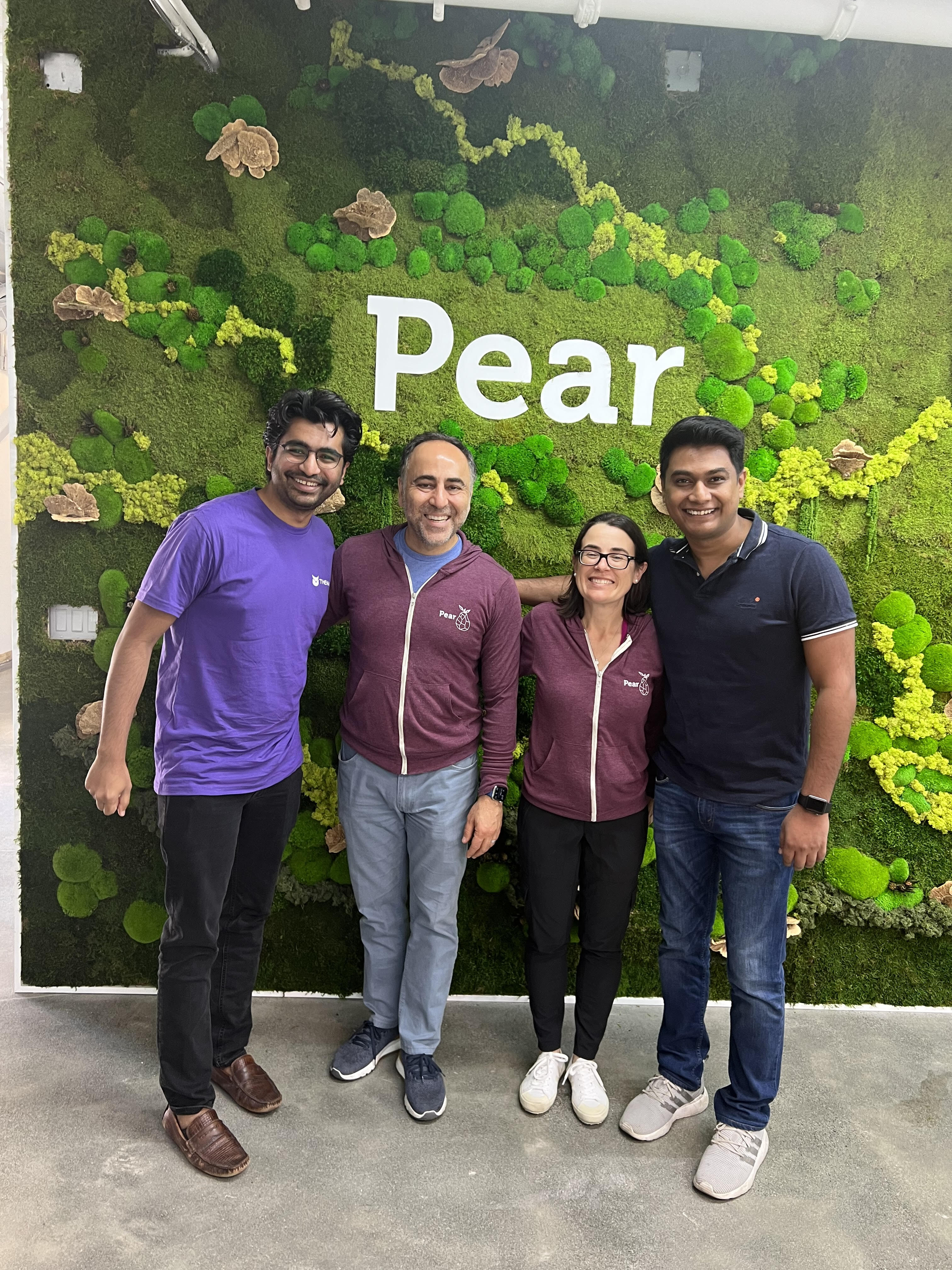 Raising our pre-seed round from Pear VC, founded by Pejman Nozad and Mar Hershenson, at their Menlo Park office in California, 2022